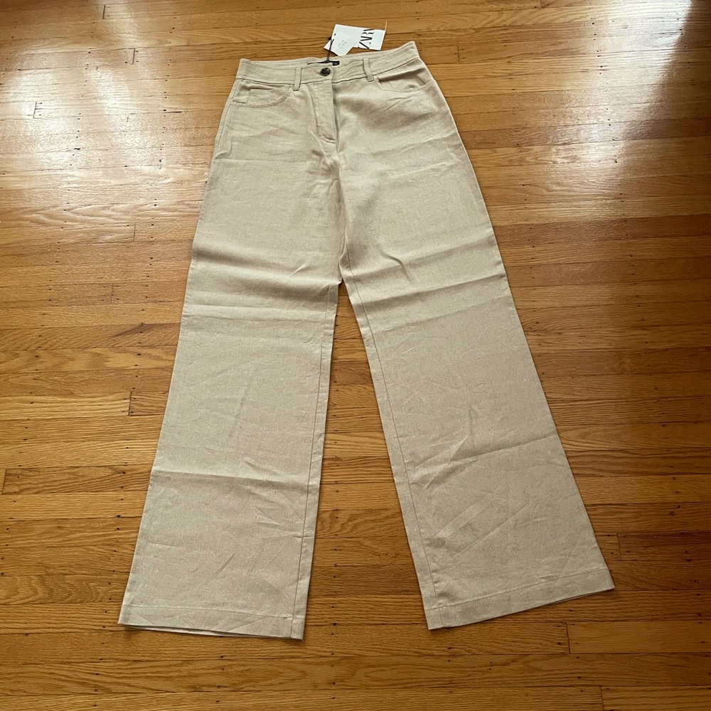 NWT Zara Join Life linen, wide-legged pants. Size M.